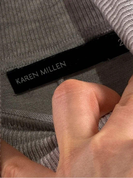 Karen Millen Grey Ribbed Crew Neck Top - Picture 5 of 9